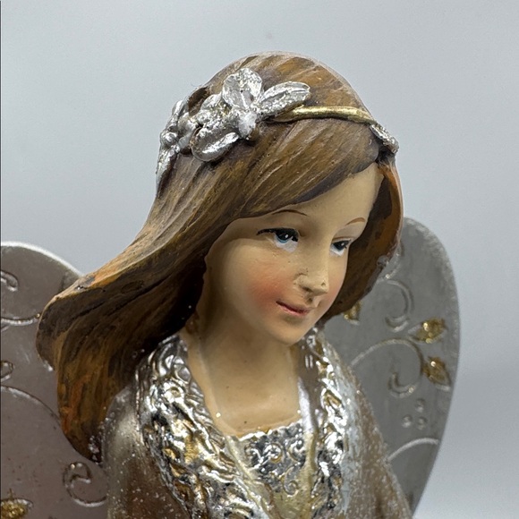 Angel Figurine holding a dove shimmering gold and silver design 12” tall - Picture 9 of 14